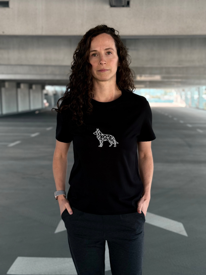 Ausgefallenes schwarzes T-Shirt | Statement Clothing | Deutscher Schäferhund groß