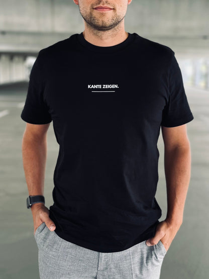 Ausgefallenes schwarzes T-Shirt | Statement Clothing | Kante zeigen