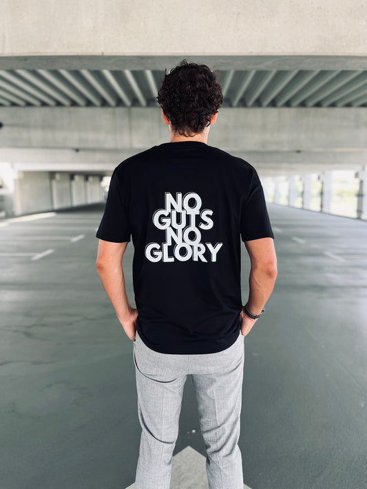 Ausgefallenes schwarzes T-Shirt | Statement Clothing | No guts no glory