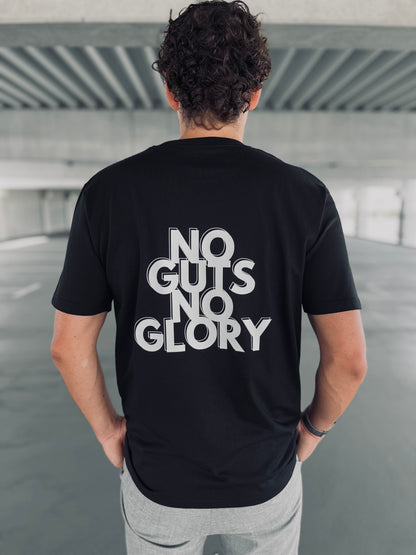 Ausgefallenes schwarzes T-Shirt | Statement Clothing | No guts no glory