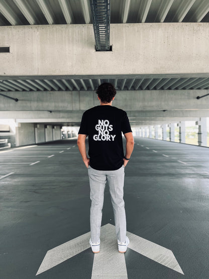 Ausgefallenes schwarzes T-Shirt | Statement Clothing | No guts no glory